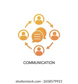 Gradient Outline People Communication and Networking Social Connection Collaboration Icon