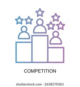 Gradient Outline Podium Competition With Star Award Line Art Icon