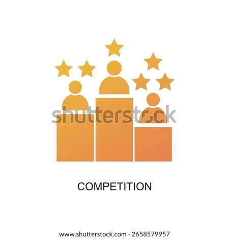 Gradient Outline Podium Competition With Star Award Line Art Icon