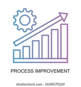 Ícone de negócios do processo de estrutura de tópicos do gradiente com gráfico e roda de engrenagens