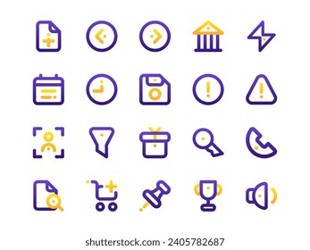 Gradient Outline Two-Tone Style User Interface Icon Pack. Collection of Essential Icon Sets, Perfect for Websites, Landing Pages, Mobile Apps, Presentations and for UI UX Needs.
