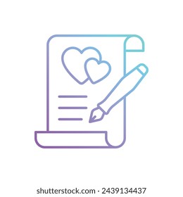 Gradient Outline Wedding Contract vector icon