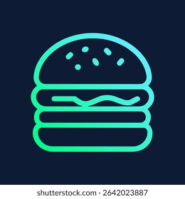 Gradient outlined hamburger on dark ground. Icon symbol illustration