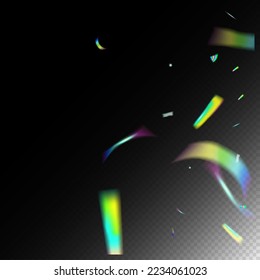  Gradient Overlay Glare Foil Tinsel. Holo Glitch Effect Rainbow Lights. Silver Transparent Falling Particles. Rainbow Tinsel. Blue, Purple, Green Celebration Background. Falling Hologram Confetti.