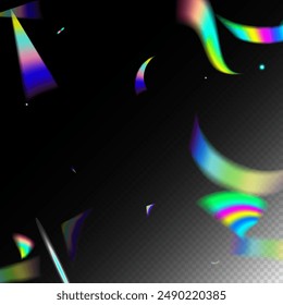  Gradient Overlay Glare Foil Tinsel. Holo Glitch Effect Rainbow Tinsel. Metal Transparent Falling Particles. Rainbow Tinsel. Falling Hologram Confetti. Blue, Purple, Green Celebration Background.