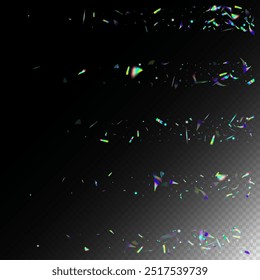  Gradient Overlay Glare Foil Tinsel. Blue, Purple, Green Celebration Background. Rainbow Tinsel. Holo Glam Effect Rainbow Bokeh. Falling Hologram Confetti. Metal Transparent Falling Particles.