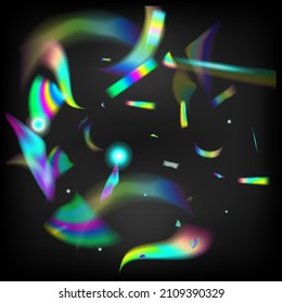  Gradient Overlay Neon Foil Tinsel. Blue, Purple, Green Celebration Background. Holo Glitch Effect Rainbow Tinsel. Falling Holograph Confetti. Gold Transparent Falling Particles. Rainbow Tinsel.