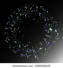  Gradient Overlay Neon Foil Tinsel. Flying Hologram Confetti. Gold Transparent Falling Particles. Holo Glam Effect Rainbow Tinsel. Rainbow Tinsel. Blue, Purple, Green Celebration Background.