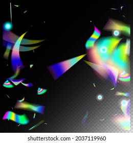  Gradient Overlay Vivid Foil Tinsel. Blue, Purple, Green Celebration Background. Falling Holograph Confetti. Holo Glitch Effect Rainbow Bokeh. Gold Transparent Falling Particles. Rainbow Tinsel.