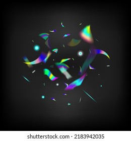  Gradient Overlay Vivid Foil Tinsel. Rainbow Tinsel. Blue, Purple, Green Celebration Background. Holo Glitch Effect Rainbow Tinsel. Silver Transparent Falling Particles. Falling Hologram Confetti.