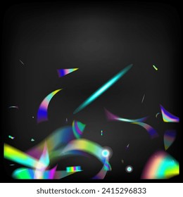  Gradient Overlay Vivid Foil Tinsel. Rainbow Tinsel. Gold Transparent Falling Particles. Holo Glitch Effect Rainbow Lights. Blue, Purple, Green Celebration Background. Flying Hologram Confetti.