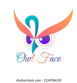 gradient owl face graphic design. colorful owl face logo design inspiration. vector illustration