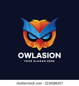 Gradient Owl Illustration Logo Template