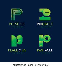gradient p letter logo template vector