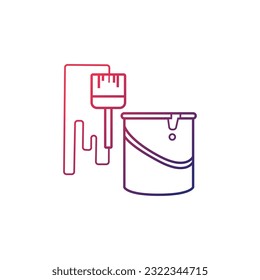 Gradient Paint bucket and brush icon. Flat color design. Vector illustration.