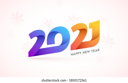 Papel De Gradiente Cortó El Número 2021 En El Fondo De Los Copos De Nieve Blancos Para Feliz Año Nuevo.