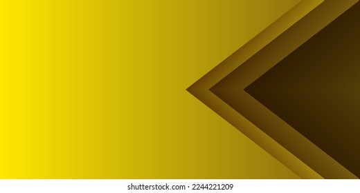 Gradient paper cut abstract background. Yellow arrowhead right triangle. Design element for template, card, cover, banner, poster, backdrop, wall. Vector illustration.