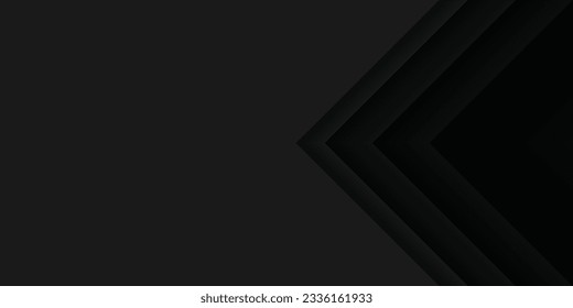 Gradient paper cut abstract background. Black arrowhead right triangle. Design element for template, card, cover, banner, poster, backdrop, wall. Vector illustration.