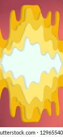 Gradient paper cut layers 3D on white yellow red vector background.Vertical abstract wavy warm texture with leaks for topography website template or smooth cartoon origami symmetrical shape concept