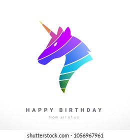 Gradient Paperart of Unicorn. Isolated Vector Illustration