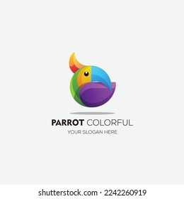 gradient parrot logo design colorful illustration vector