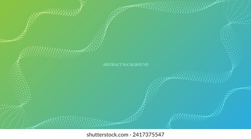 Gradient Particles Blue Wavy Lines Abstract Background. Vector Illustration. Digital. Technology Banner. Backdrop
