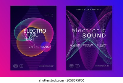 Gradient party flyer. Dynamic fluid shape and line. Minimal concert banner set. Gradient party flyer. Electro dance music. Electronic trance sound. Club dj poster. Techno event.