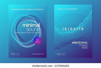 Gradient party flyer. Dynamic fluid shape and line. Trendy discotheque banner set. Gradient party flyer. Electro dance music. Electronic trance sound. Club dj poster. Techno event.