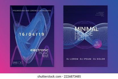 Gradient party flyer. Dynamic fluid shape and line. Commercial discotheque brochure set. Gradient party flyer. Electro dance music. Electronic trance sound. Club dj poster. Techno event.