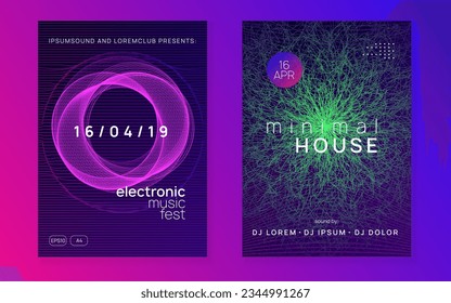 Music poster. Dynamic techno party banner design. Electronic sound
