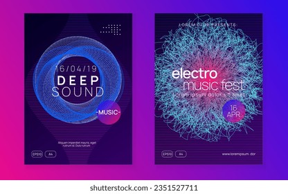 Gradient party flyer. Dynamic fluid shape and line. Commercial concert banner set. Gradient party flyer. Electro dance music. Electronic trance sound. Club dj poster. Techno event.