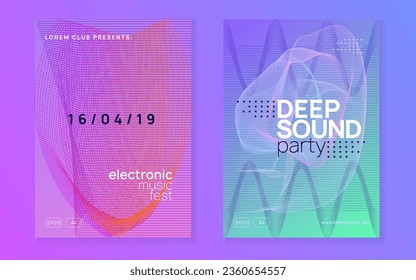 Gradient party flyer. Dynamic fluid shape and line. Bright concert banner set. Gradient party flyer. Electro dance music. Electronic trance sound. Club dj poster. Techno event.