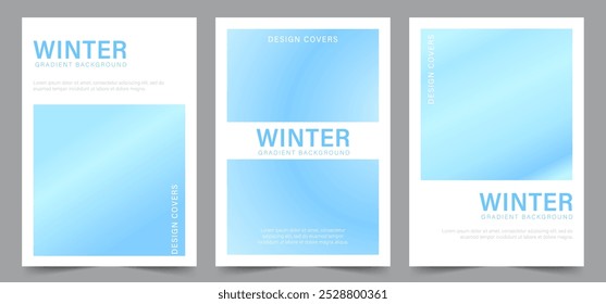 Farbverlauf pastellfarbener Winterhintergrund. Abstrakte Vektorgrafik. Himmelsfarben Tapete. Set von Wavy ästhetische Kulissen in hellblauen Farben.