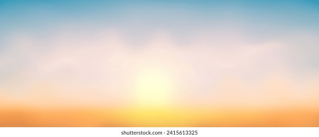 Gradient pastel winter sky background. Abstract vector dramatic sunset. Dreamy soft landscape. Blurred twilight foggy horizon