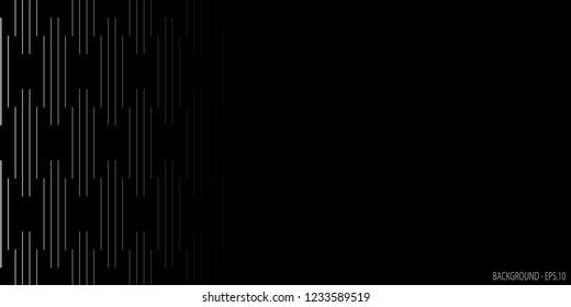 Gradient pattern background vector. Design lines stripe white silver on black. Design print for card, banner, background, paper. Set 1