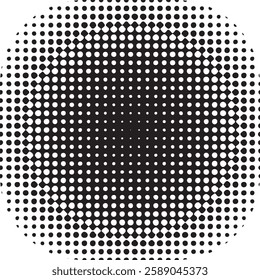 a gradient pattern make by black dot  shape in Roundrect angel  