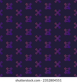 Gradient pattern of skulls and bones on dark background. Minimalistic skulls and bones gradient pattern for Halloween.