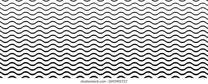 Padrão de gradiente com linhas onduladas e espessura esmaecidas. Ilustração de vetor monocromático com gradação de listras no fundo branco