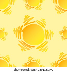 Gradient patterned sun on light yellow background. You can use for posters, flyers, postcards, web btnprev. Vector illustration of EPS 10