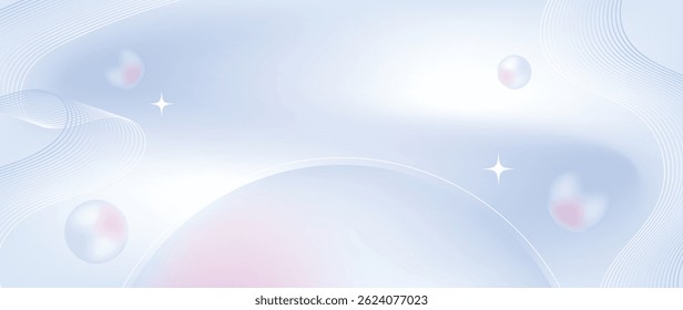 Gradiente Pérola beleza e vetor de fundo cosmético. Ilustração 3D com cor suave, tom neutro, pérola, arte em linha. Design para produto cosmético, cuidados com a pele, maquete, apresentação do produto, anúncios.