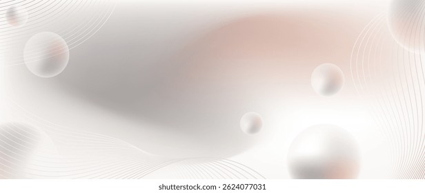 Gradiente Pérola beleza e vetor de fundo cosmético. Ilustração 3D com cor suave, tom neutro, pérola, arte em linha. Design para produto cosmético, cuidados com a pele, maquete, apresentação do produto, anúncios.