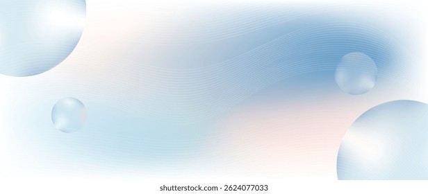 Gradient Pearl beauty and cosmetic background vector. 3D illustration with soft color, neutral tone, pearl, line art. Design for cosmetic product, skincare, mock up, product presentation, ads.