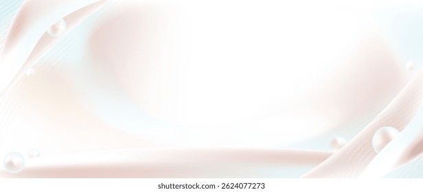 Gradiente Pérola beleza e vetor de fundo cosmético. Ilustração 3D com cor suave, tom neutro, pérola, arte em linha. Design para produto cosmético, cuidados com a pele, maquete, apresentação do produto, anúncios.