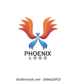 Gradient phoenix logo design vector