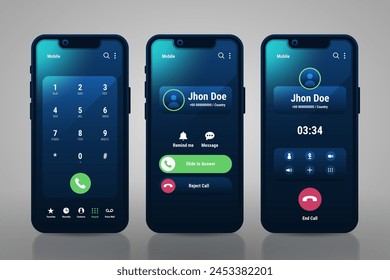 Gradient phone call screen interface illustration vector design in eps 10