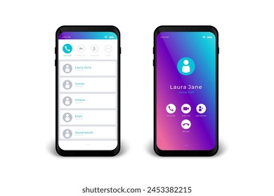 Gradient phone call screen interface illustration vector design in eps 10