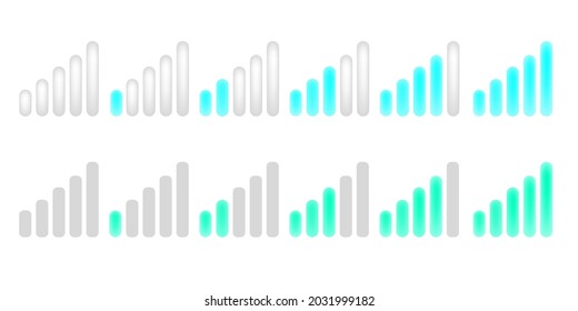 Gradient phone signal icons set. Mobile connection symbols collection. Tech indicator. 5g phone elements. 