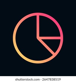 Gradient pie chart against dark background. Icon symbol illustration