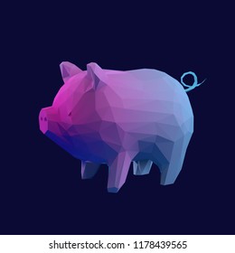 Gradient Pig Low Poly Vector 3D Rendering