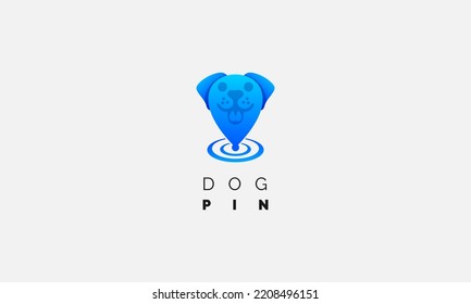 Gradient Pin pet logo template design vector